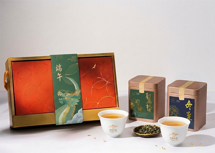 端午公益禮盒｜鴻福韻展-小茶對杯組｜馬年禮盒｜企業客製、ESG永續公益好禮｜雙茶葉＋對杯組合